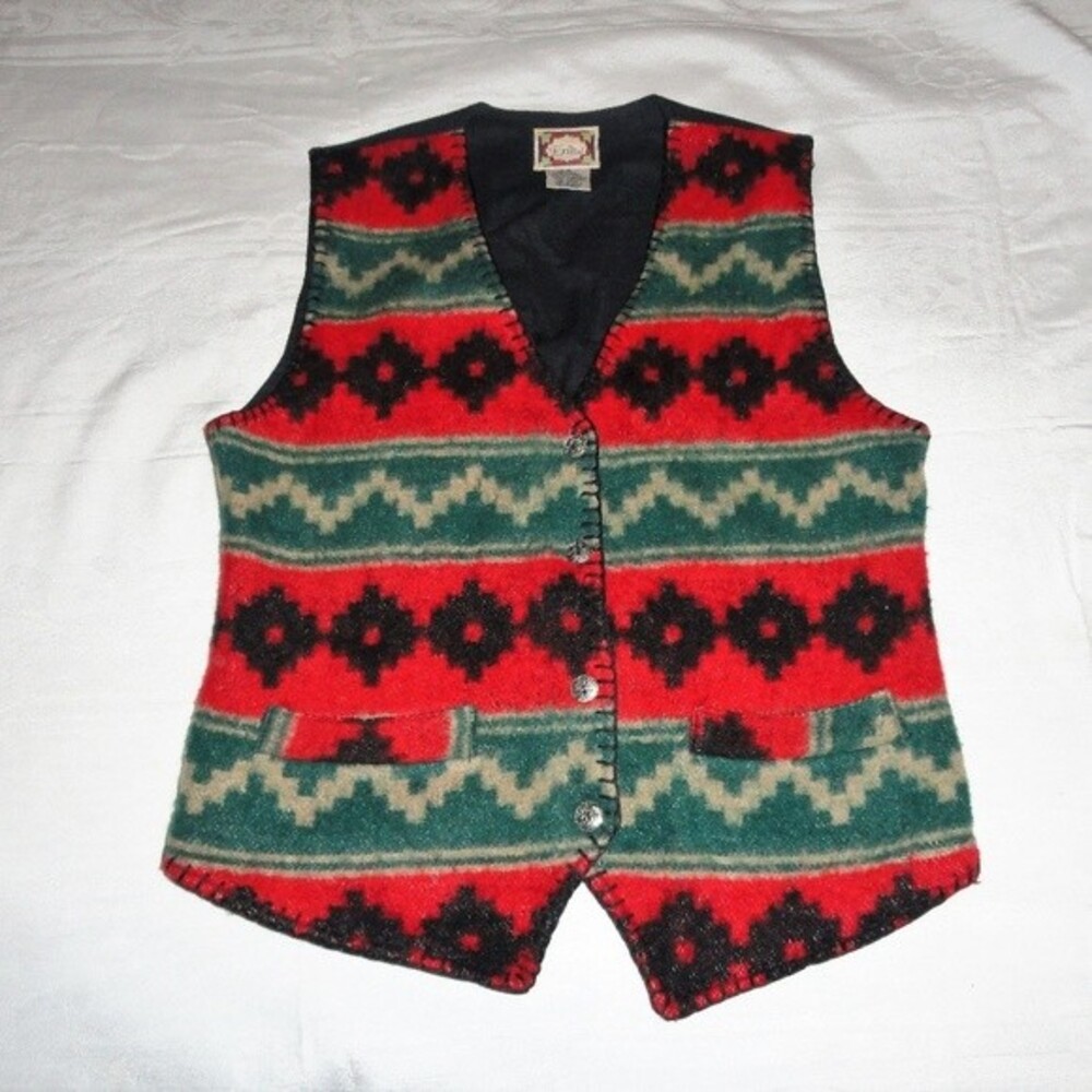 Vintage Indian Blanket Vest Southwest Wool